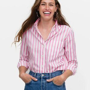 Sarah Alexandra Weekend Pretty in Pink Striped Button Down Shirt Size 8
